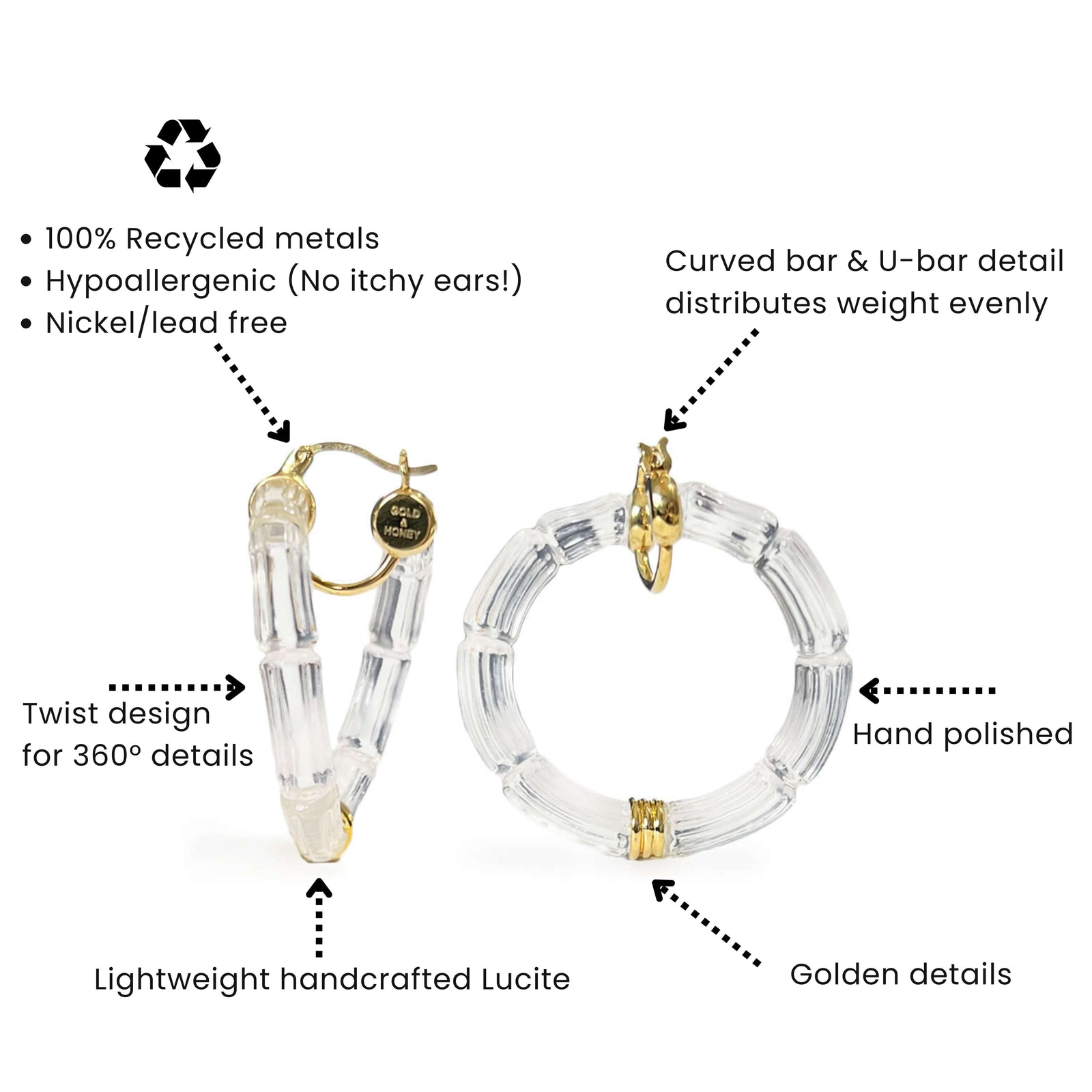 Gala Bamboo Lucite Earrings