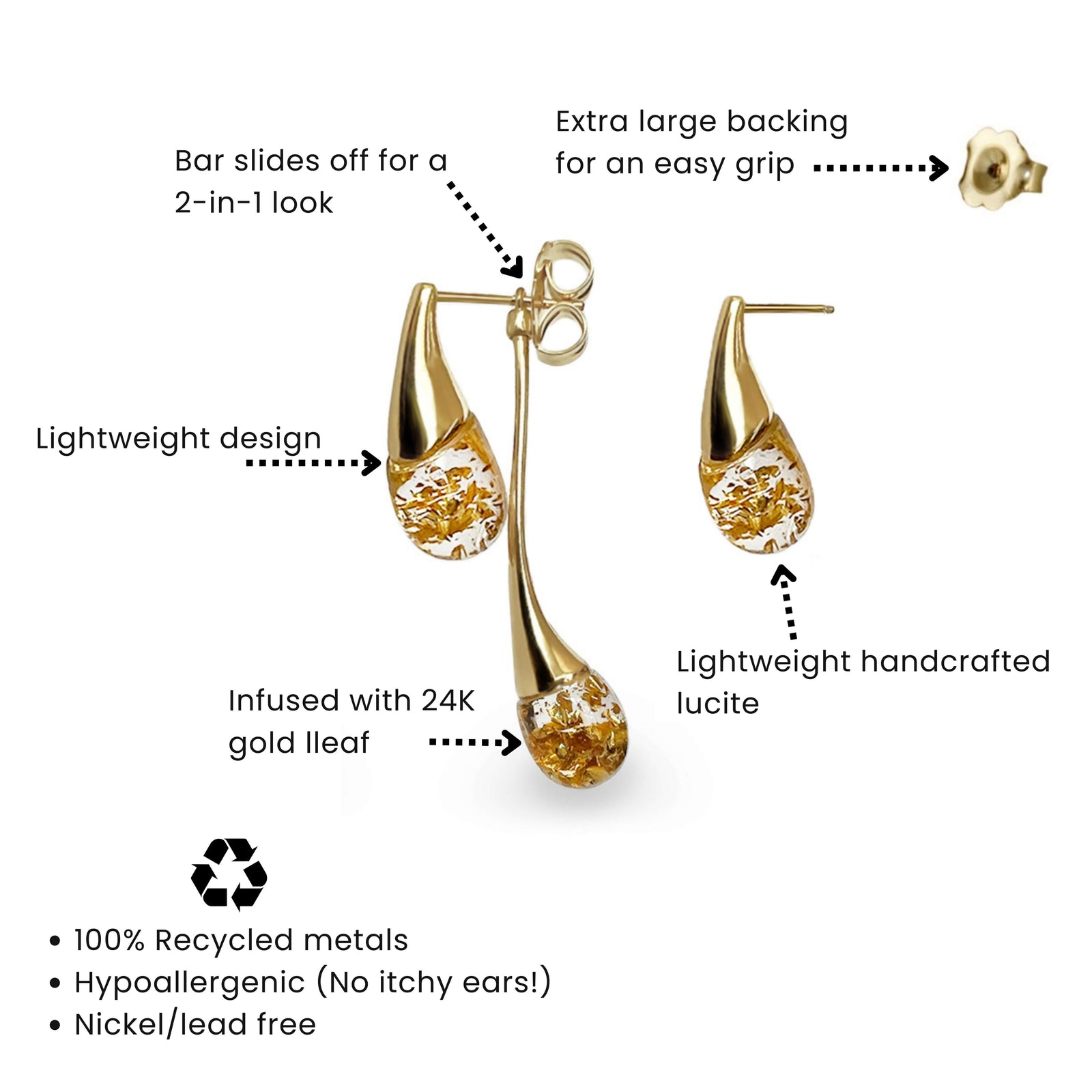 Interchangeable Double Drop Earrings