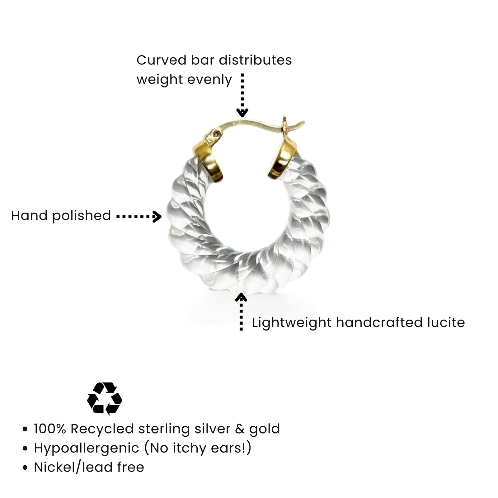 Clear Chunky Rope Hoop Earrings