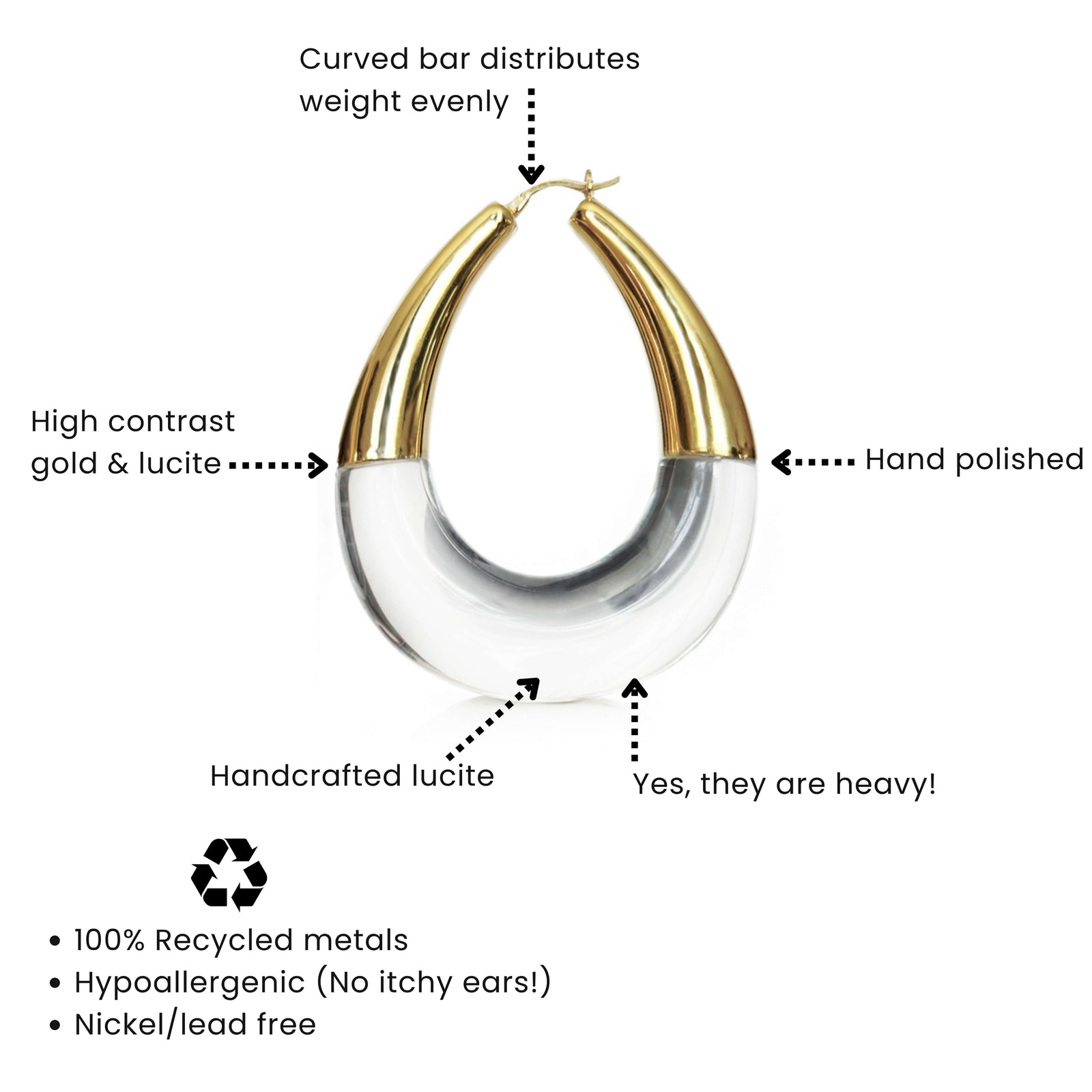 XL Clear Chunky Bucket Hoop Earrings