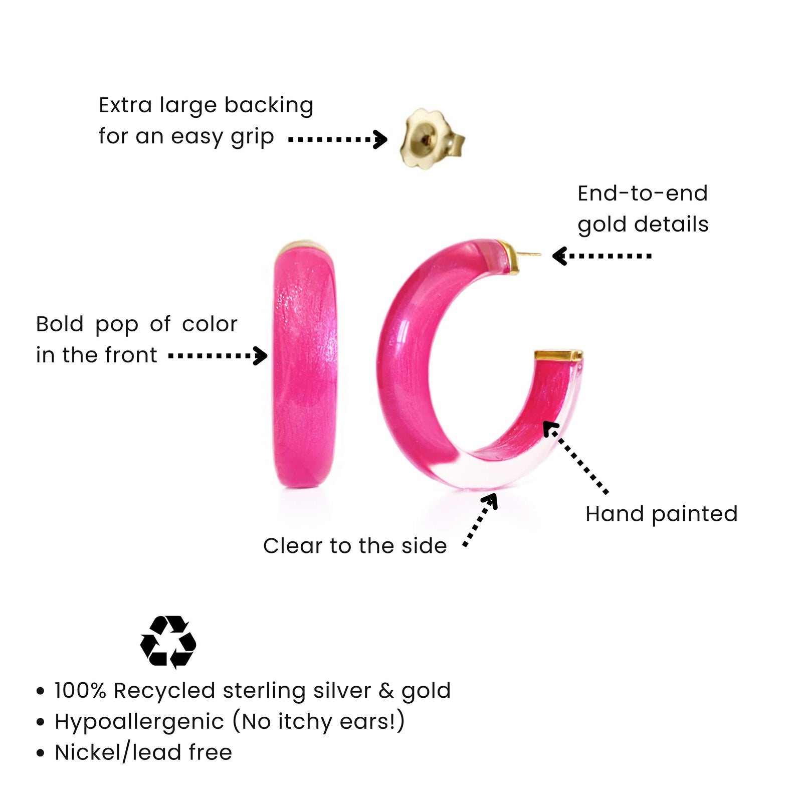 Medium Illusion Lucite Hoop Earrings