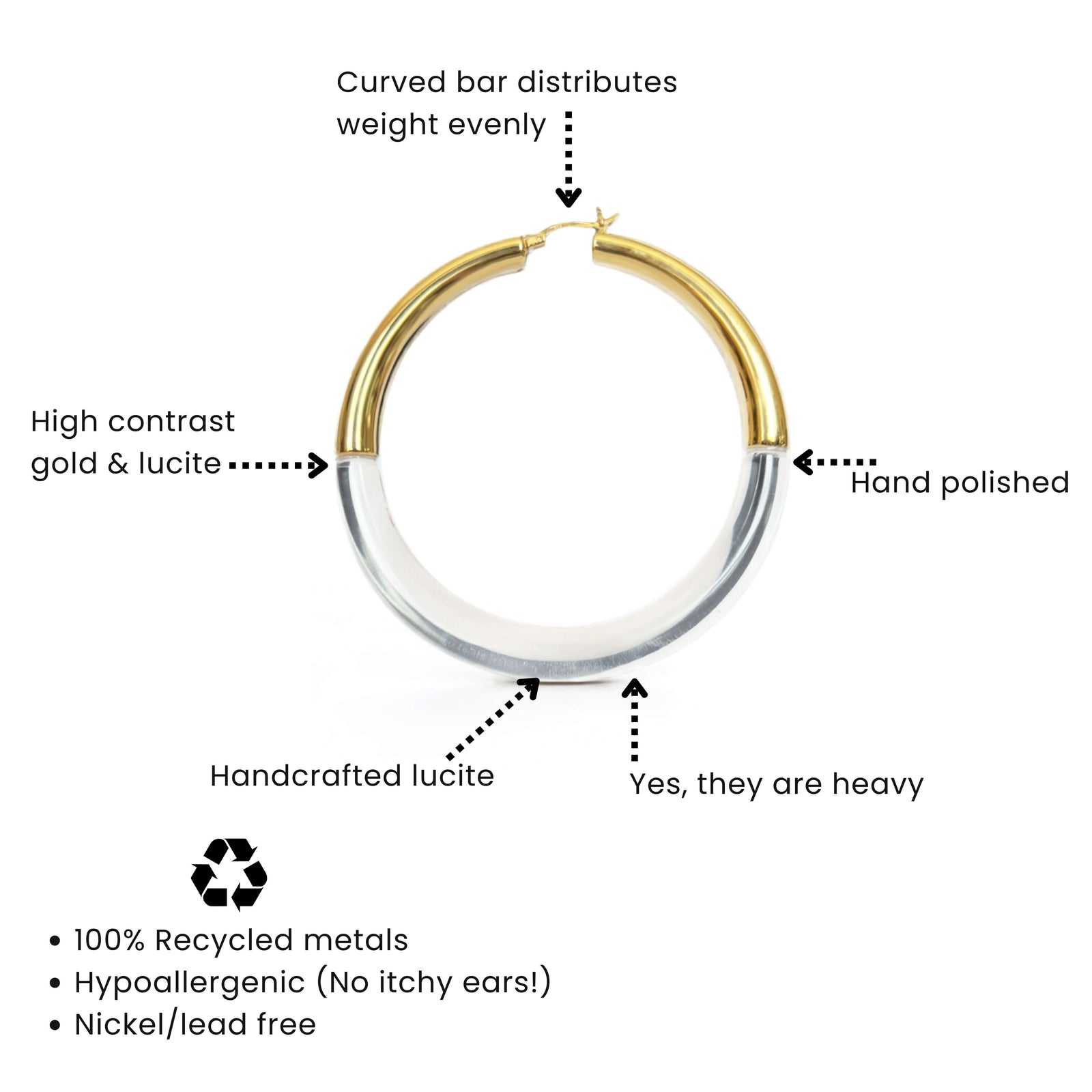 XL Clear Chunky Graduated Hoop Earrings