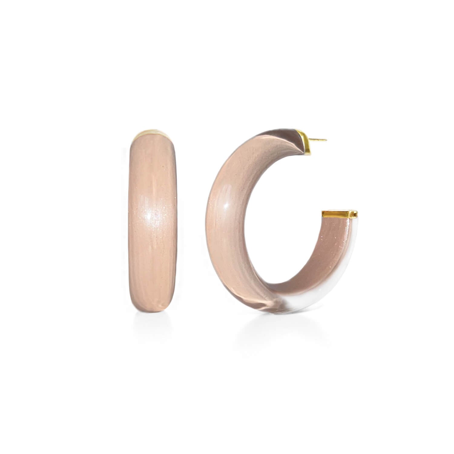 Small Illusion Lucite Hoop Earrings in Neutrals