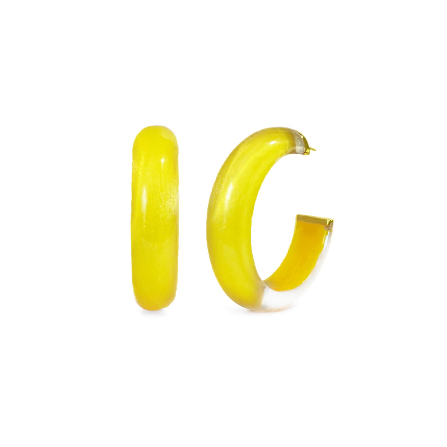 yellow banana lucite hoop earrings