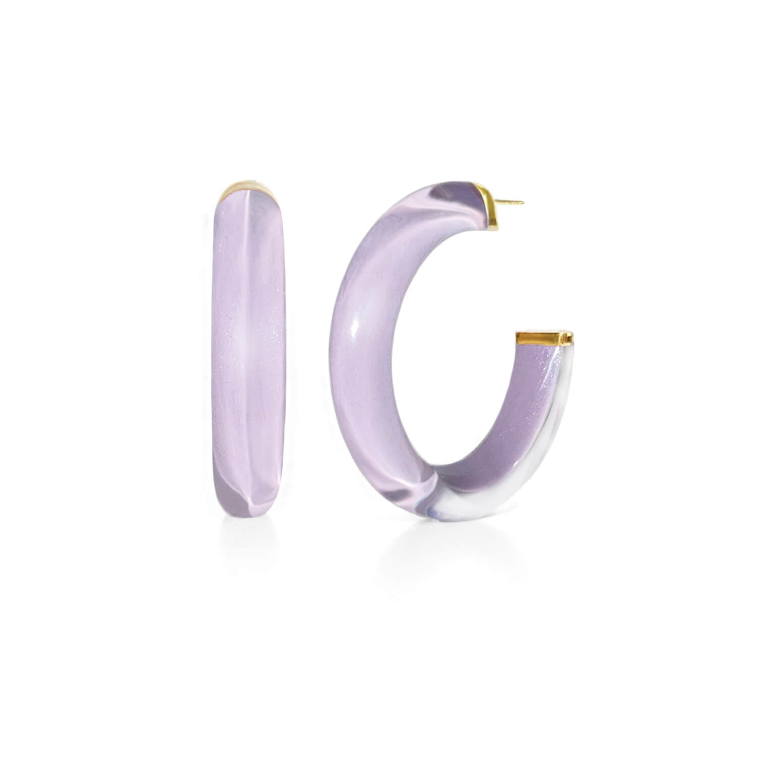 pastel purple lavender illusion hoops with glitter