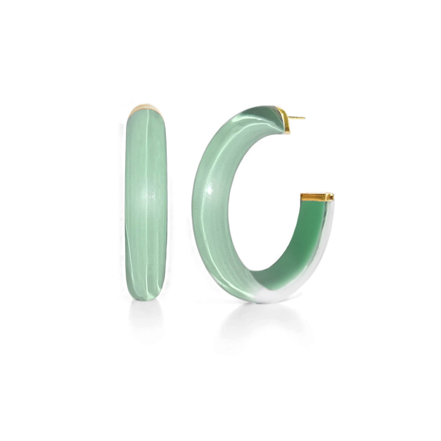moody jade green illusion hoops with glitter