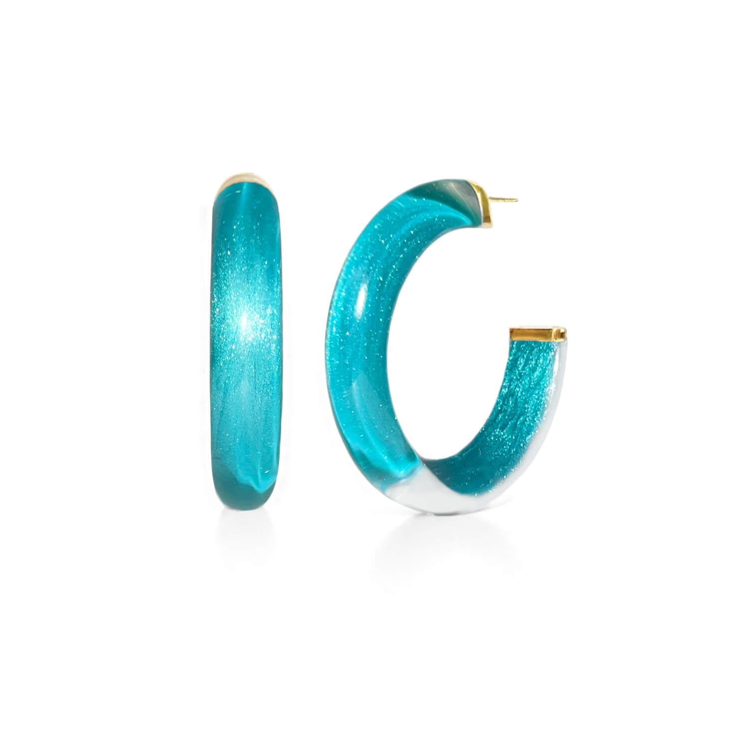 teal green blue illusion hoops with glitter