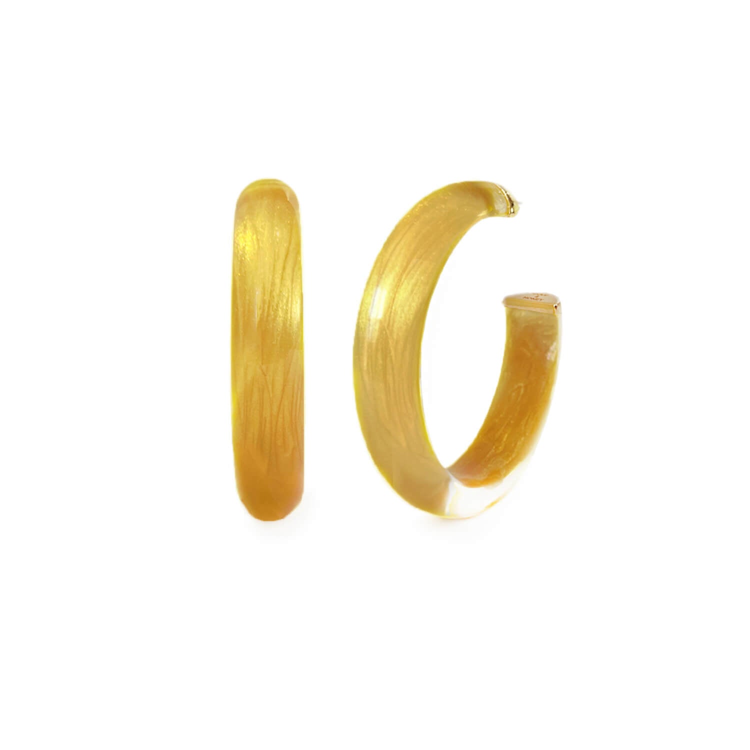golden nugget lucite hoop earrings