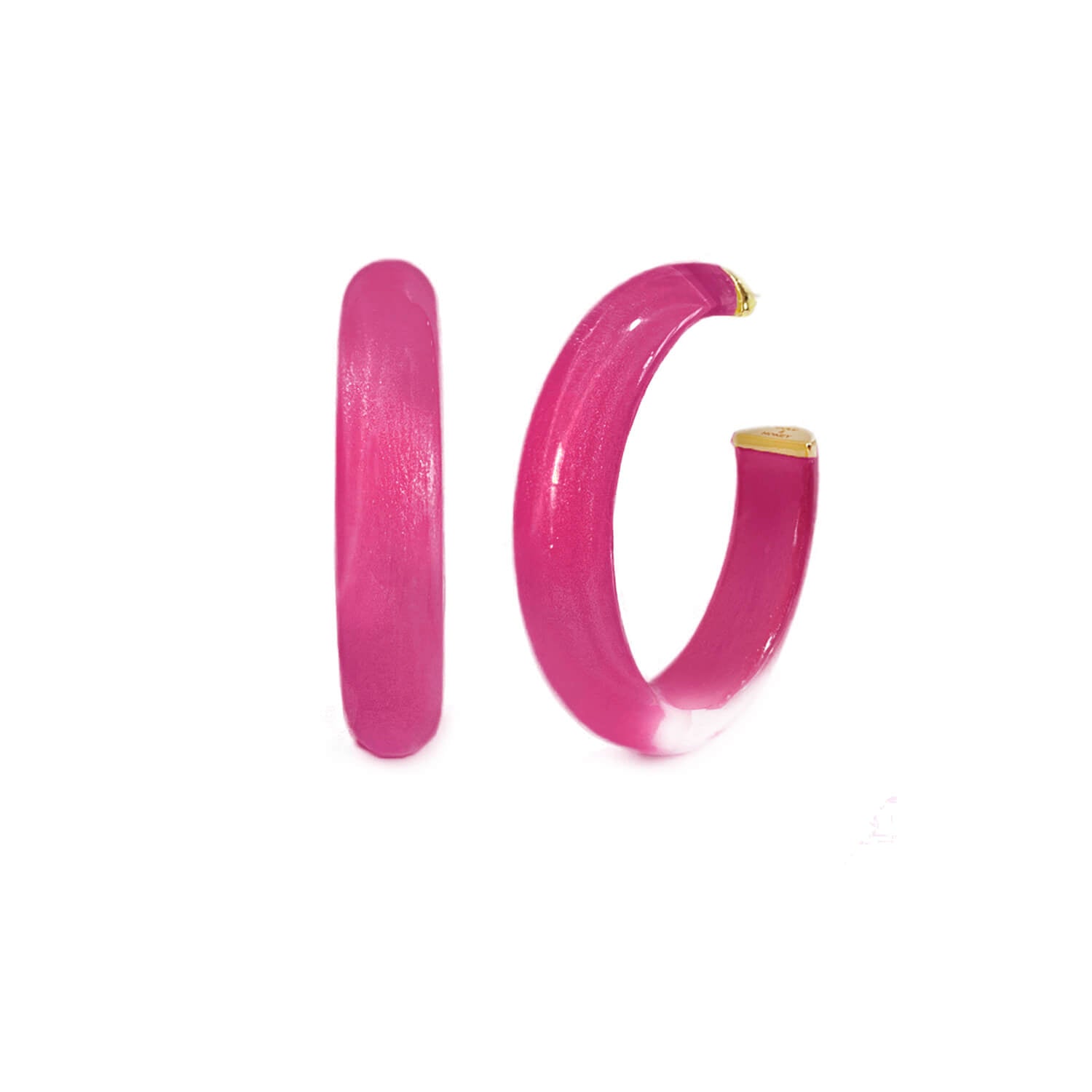 dahlia purple pink lucite hoop earrings