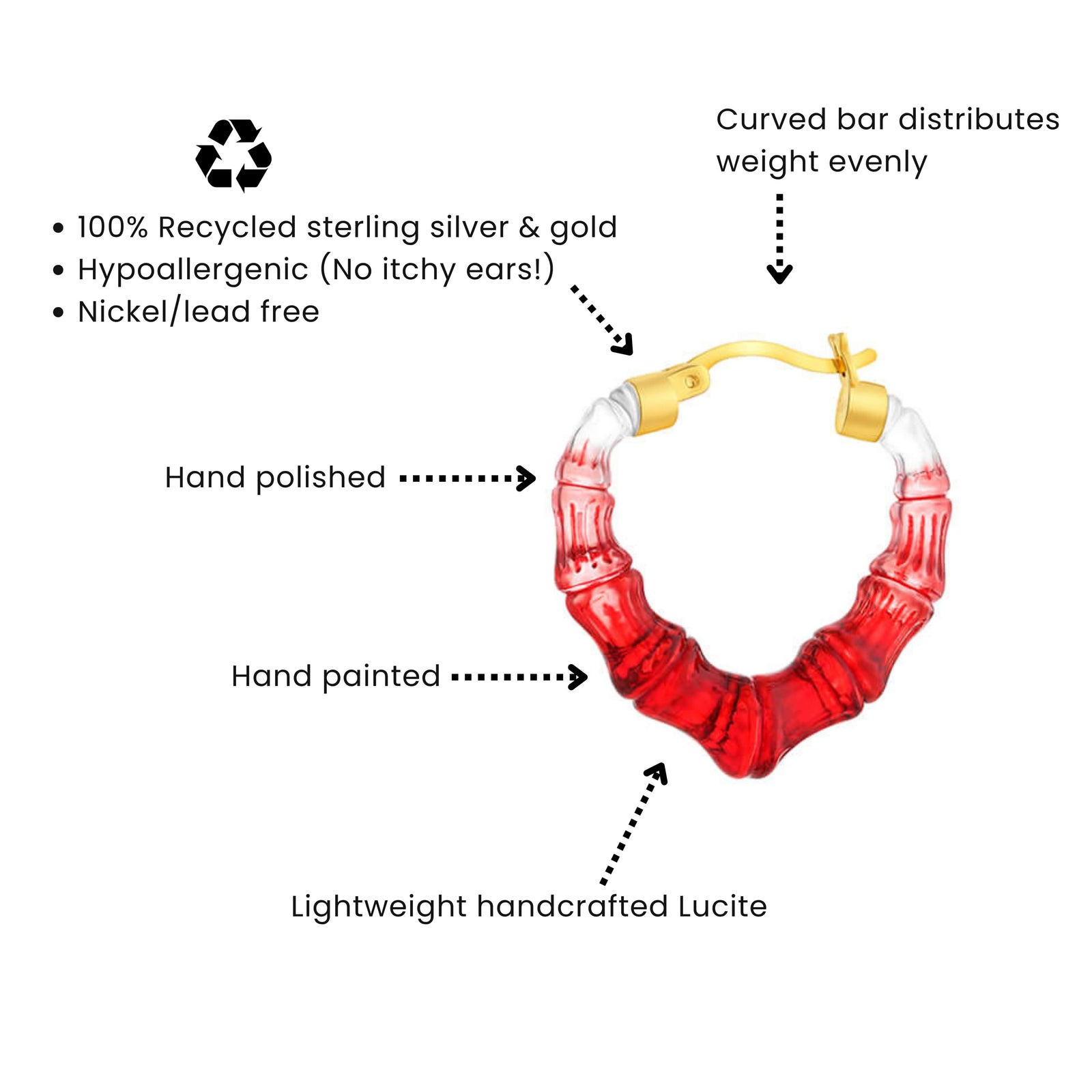 Mini Heart Bamboo Hoop Earrings