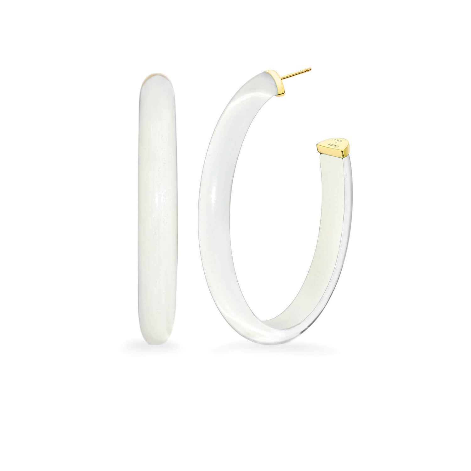 XL Oval Illusion Neutral Lucite Hoop Earrings