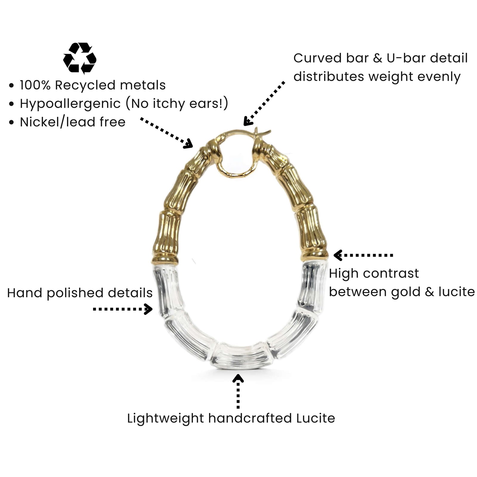 Duchess Bamboo Lucite Hoop Earrings