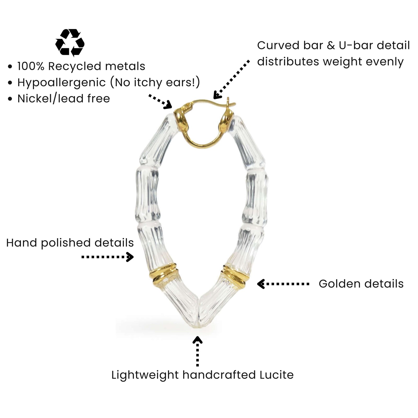 Vivienne Bamboo Lucite Hoop Earrings