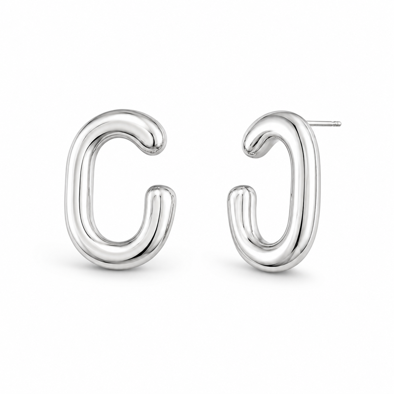 C Link Earring in sterling silver