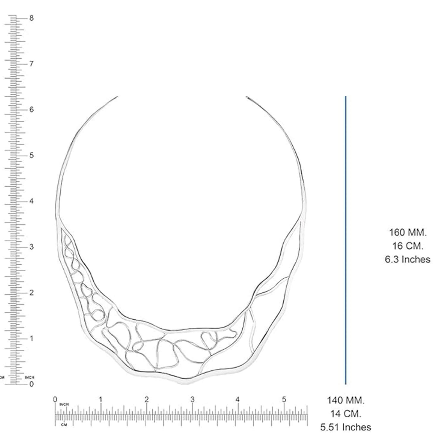 size guide of abstract cuff necklace