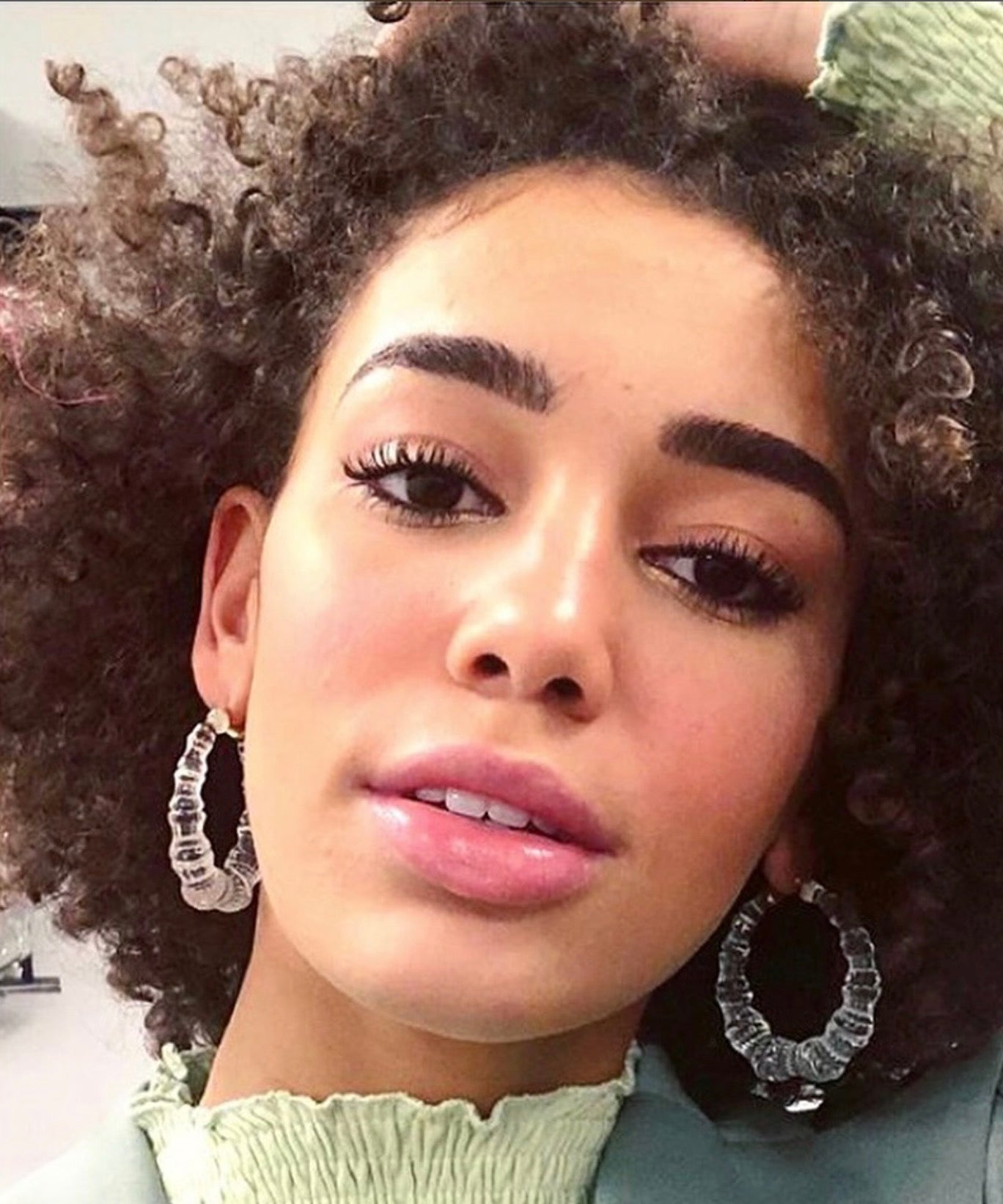 Clear Lucite Bamboo Hoop Earrings