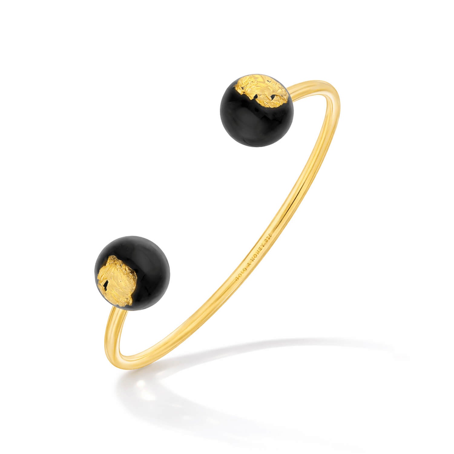 black and gold leaf cuff bangle