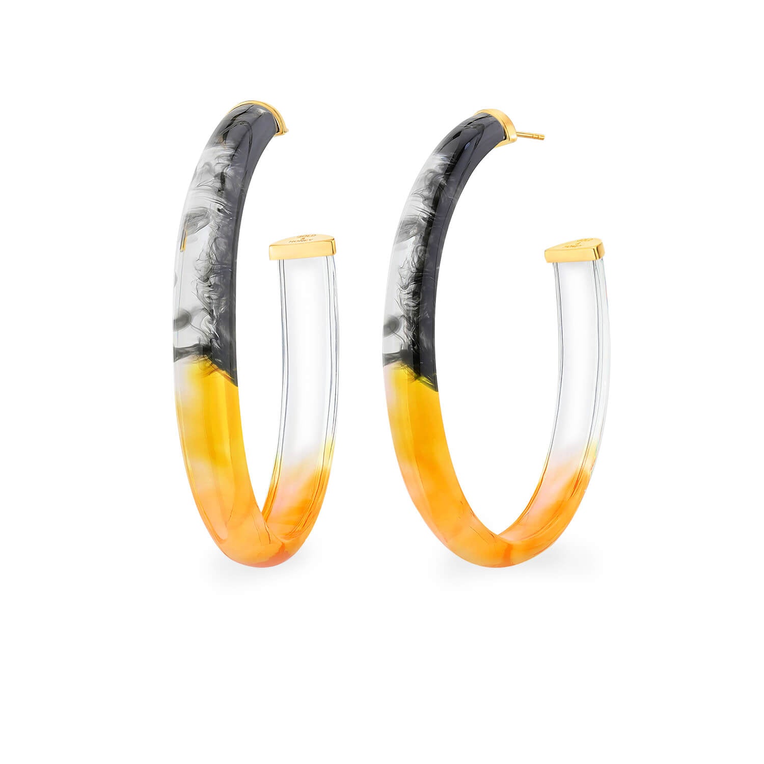 amber and black ombre tie dye hoop earrings