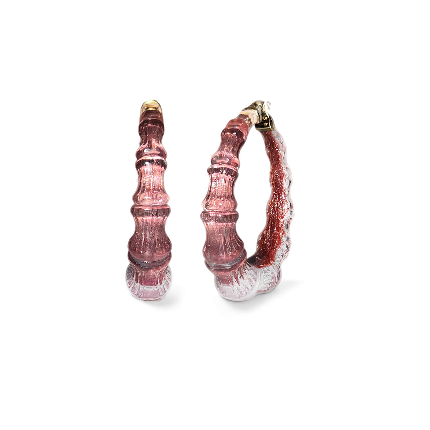 Bamboo Illusion Lucite Hoop Earrings