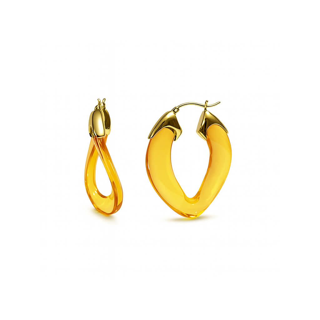 gold hoop earrings with yellow accents
