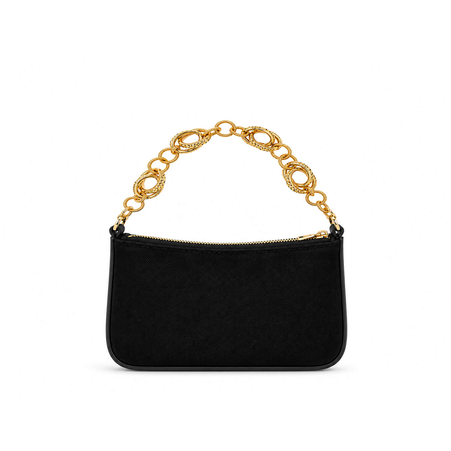8" DOUBLE DC LINK CHAIN IN GOLD ON A BLACK BAG
