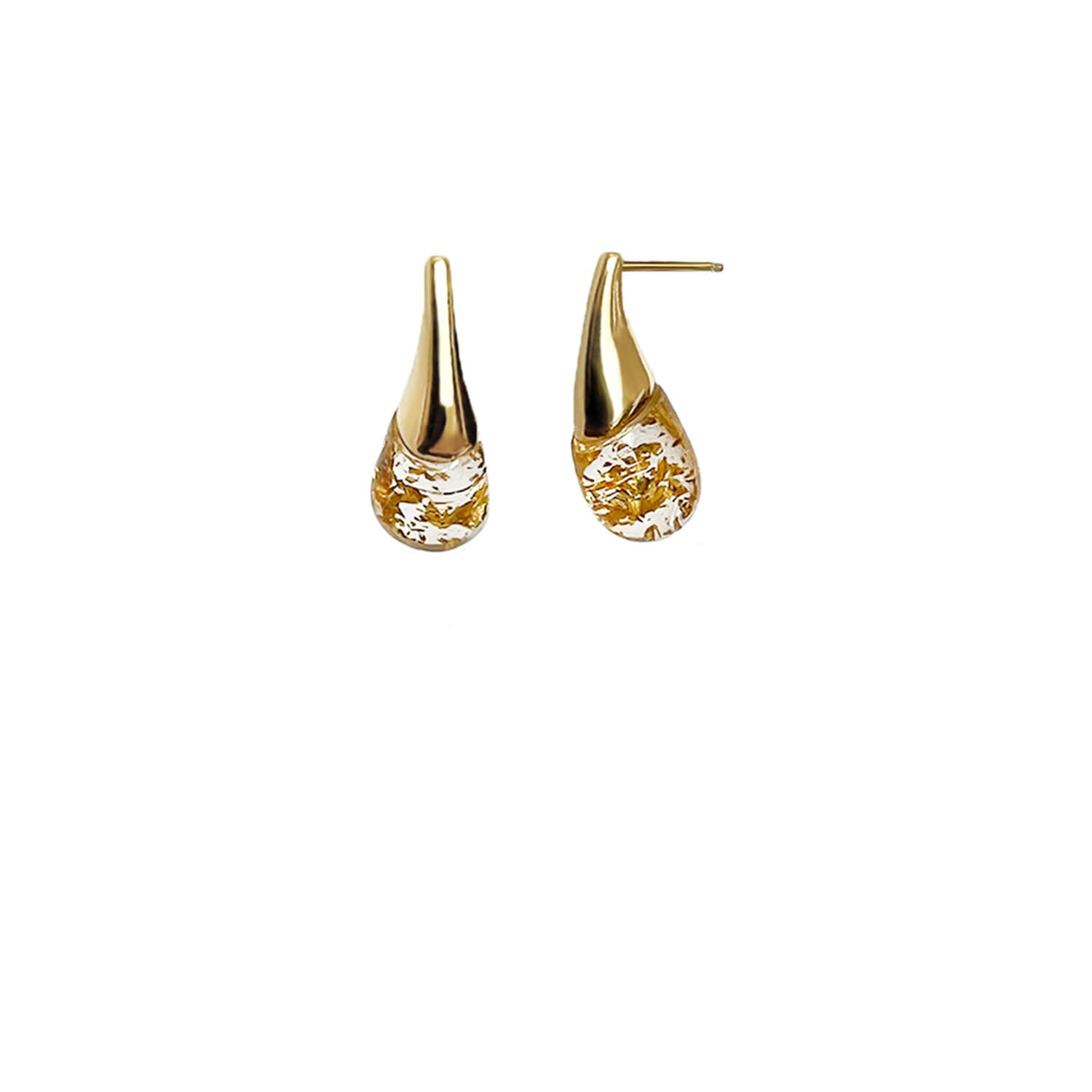 interchangeable double drop gold and 24k gold leaf flakes earrings