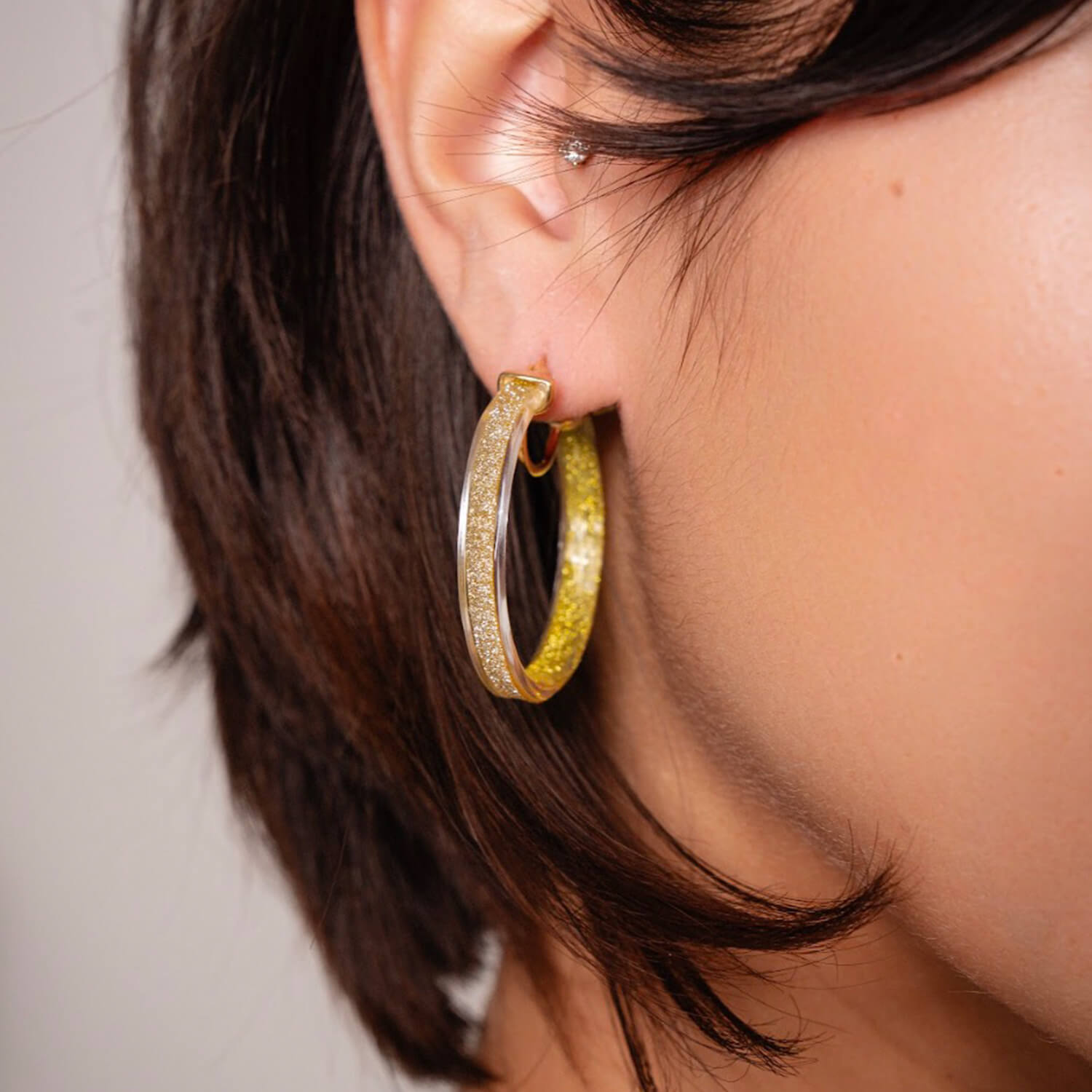 Gold glitter hoops