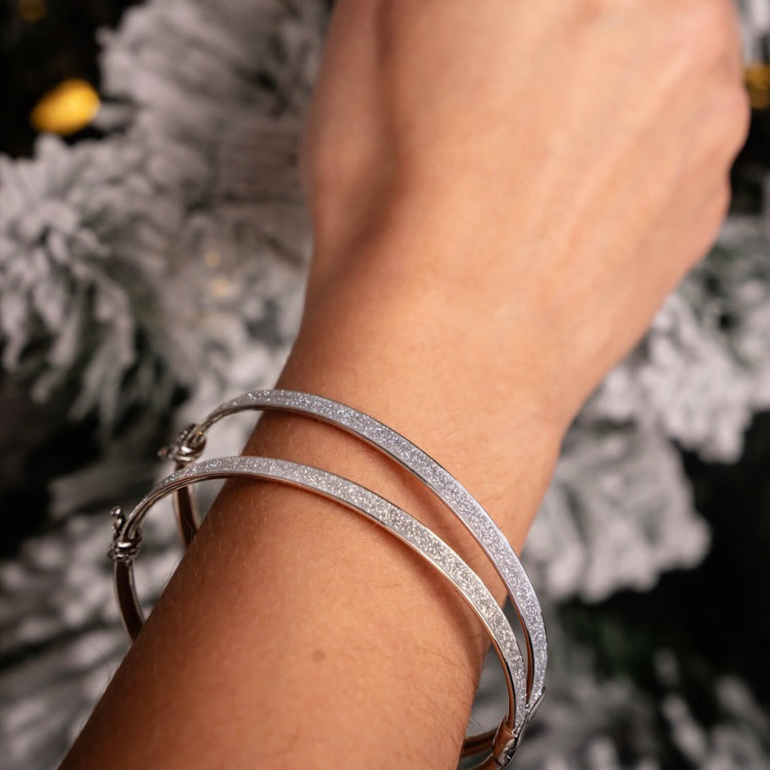 silver glitter stacking bangles