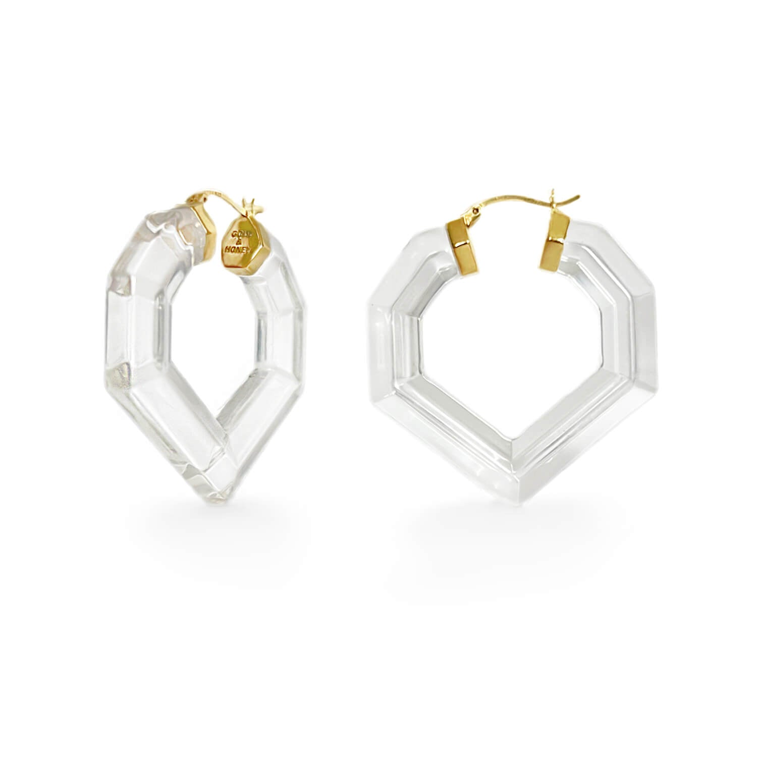 heart gem cut hoop earrings in clear