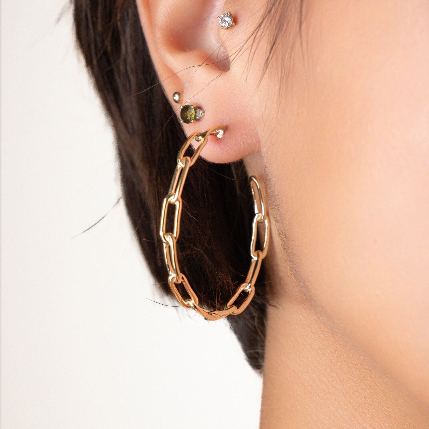 Thin Link Hoop Earrings