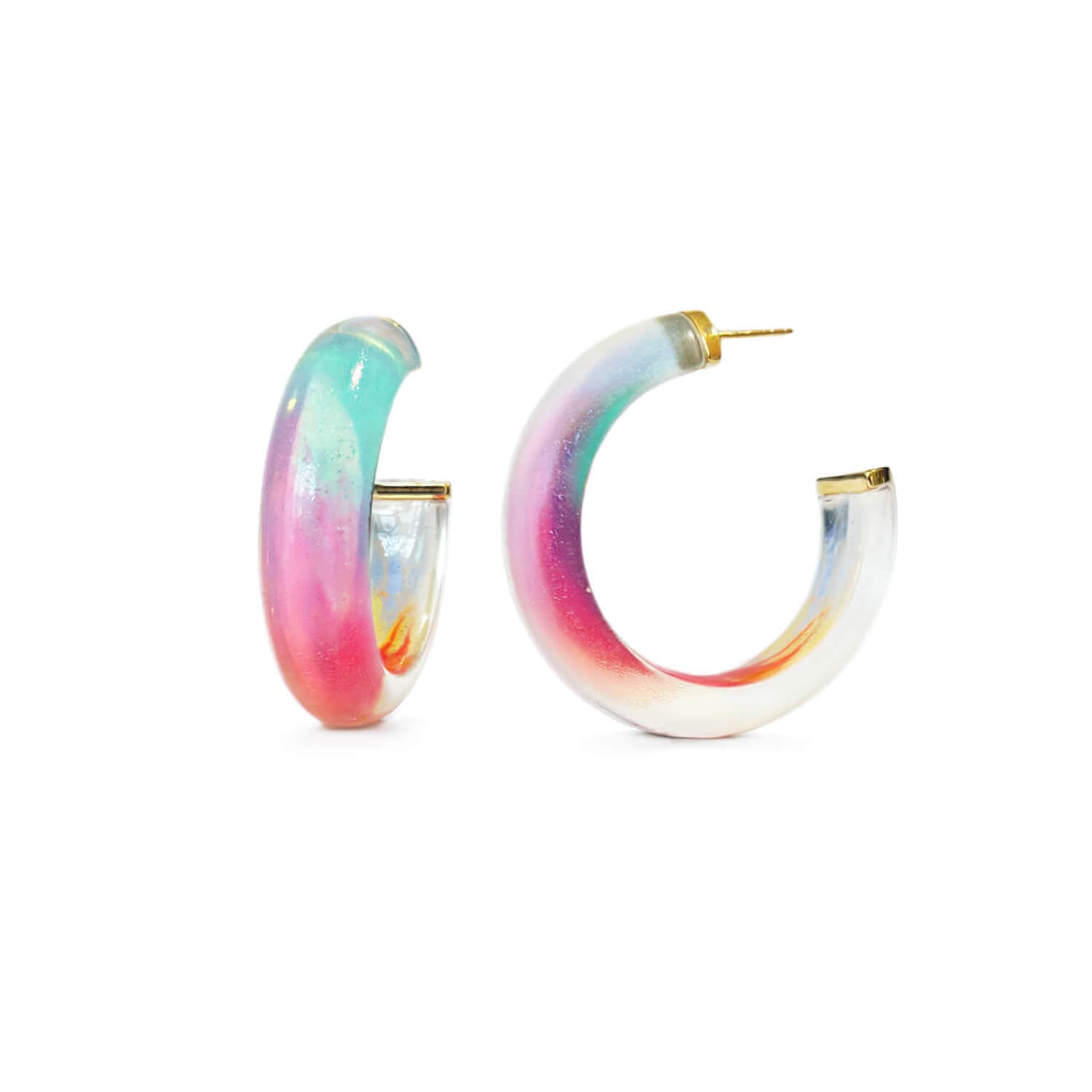 mermaid unicorn rainbow hoop earrings