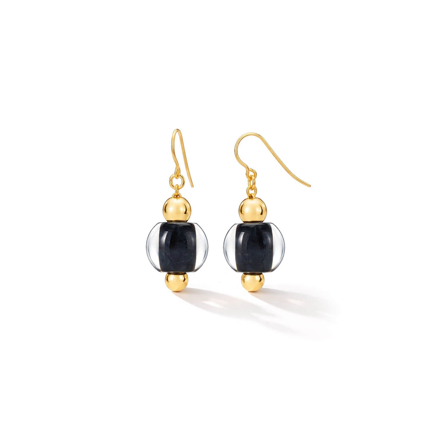 mini bead earring - black and gold