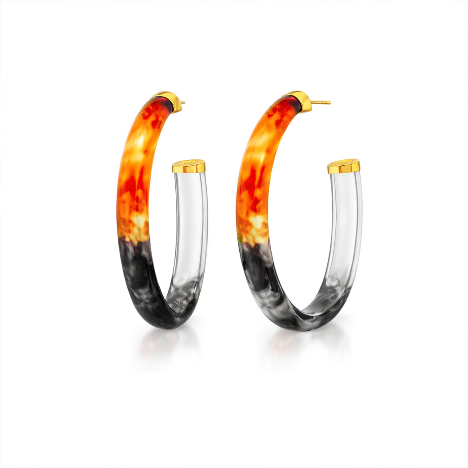Hoop earrings with gradient design on a white background