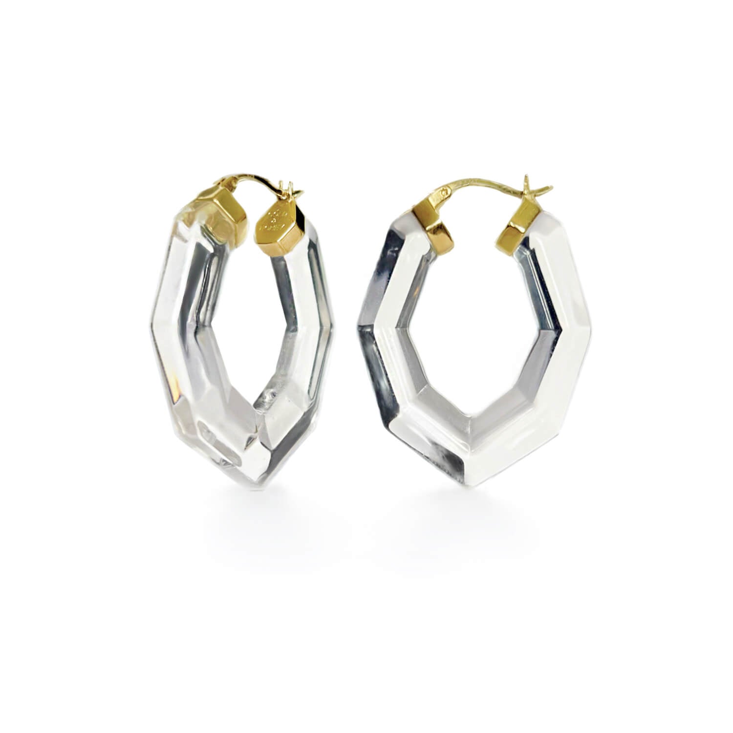 pear cut gem hoop earrings in clear