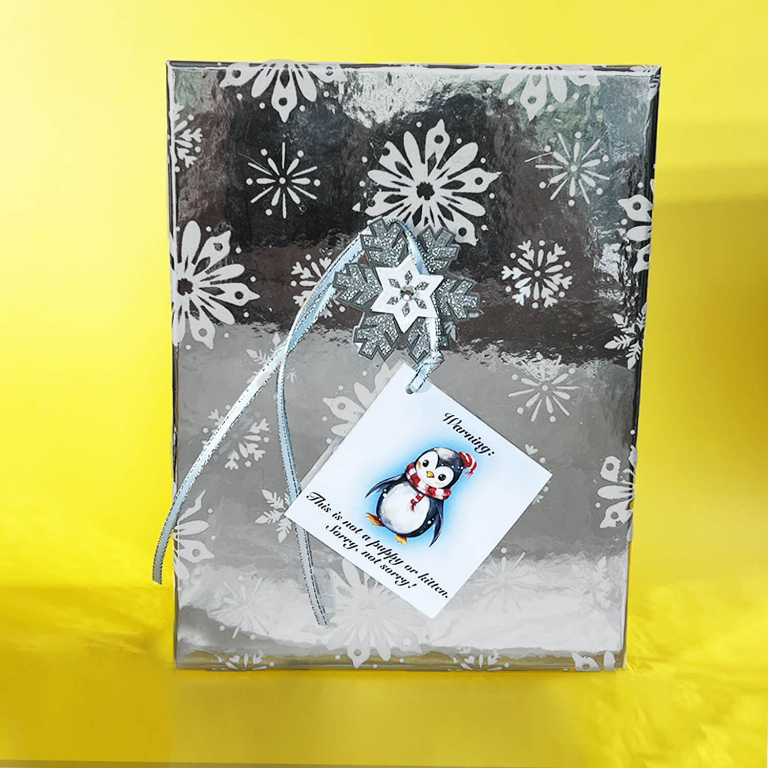 Holiday Gift Tag with baby penguin