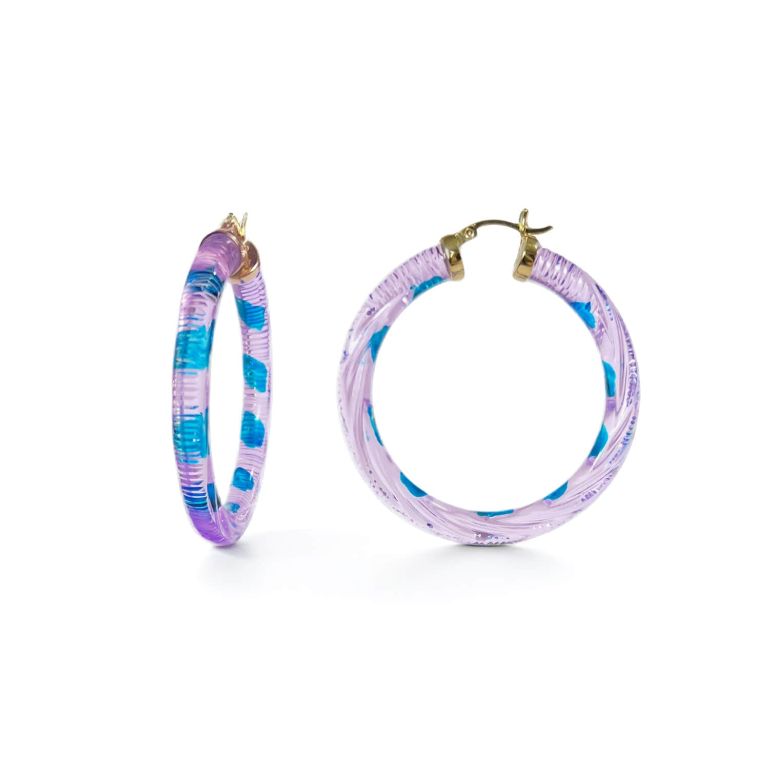 Stripe Painted INSTYLE Lucite Hoop Earrings