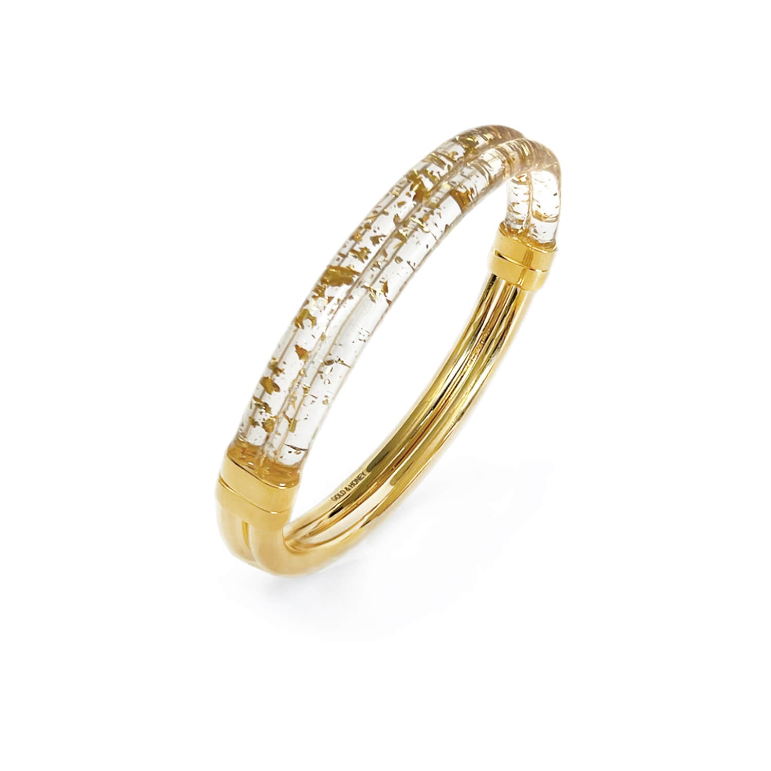 Ridge hinge bangle with lucite and gold with 24k gold leaf flakes