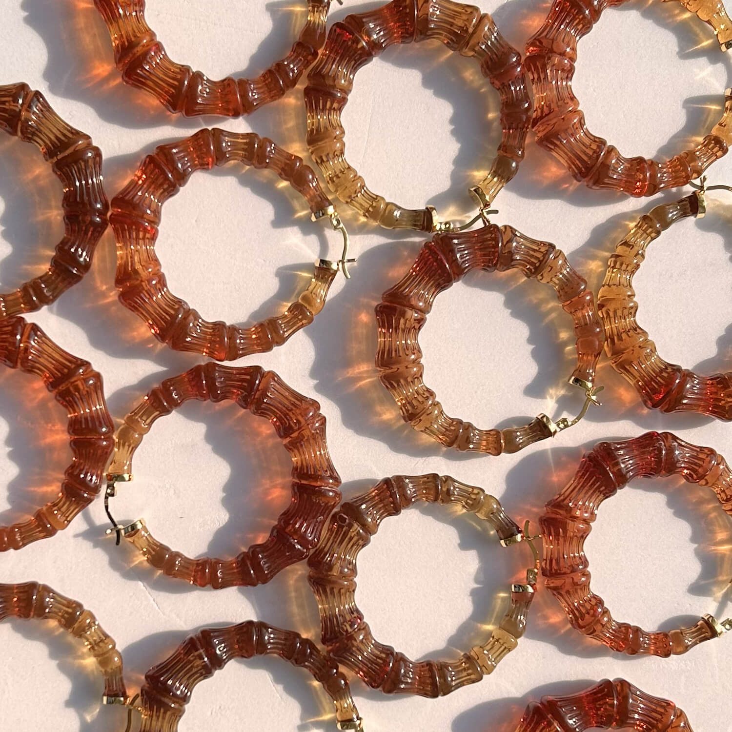 rum and coke amber bamboo hoop earrings