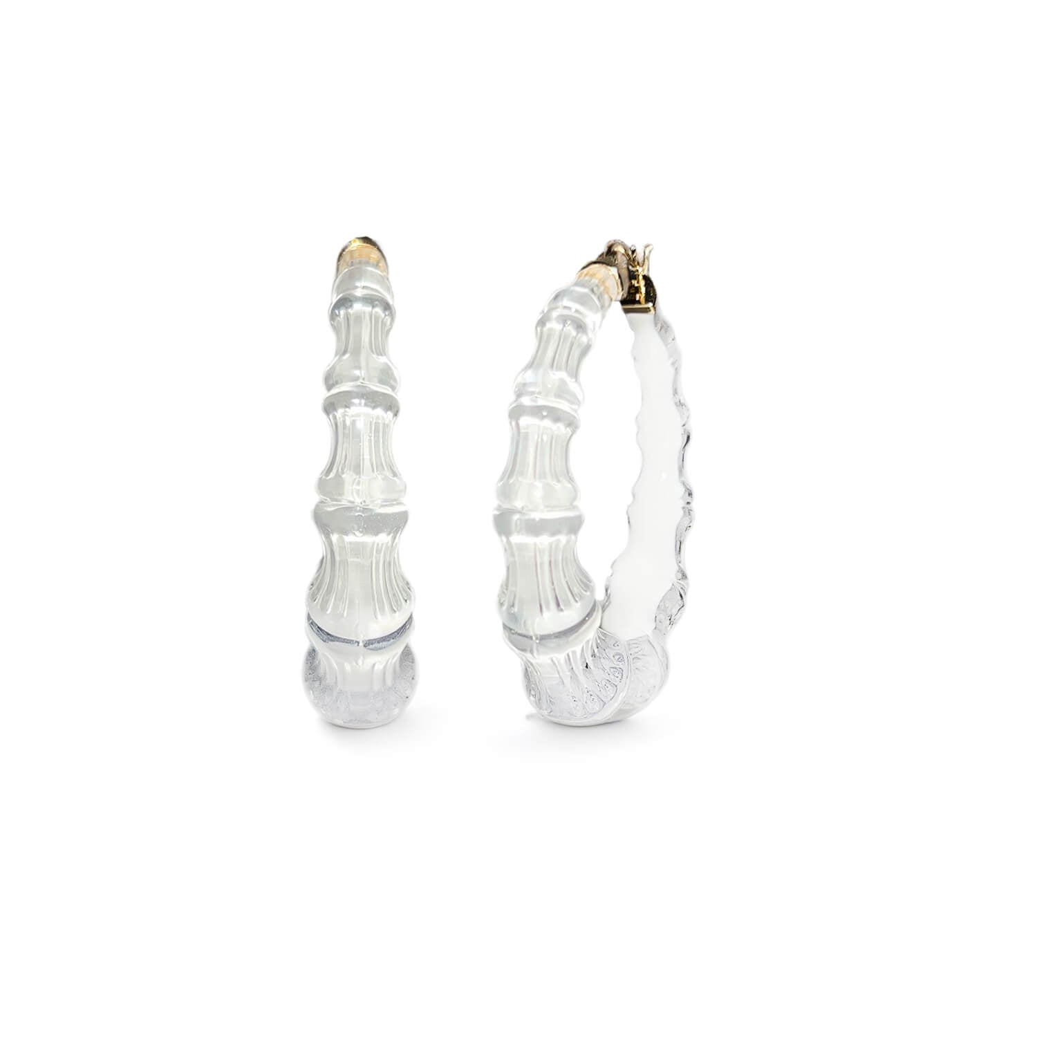 Bamboo Illusion Lucite Hoop Earrings