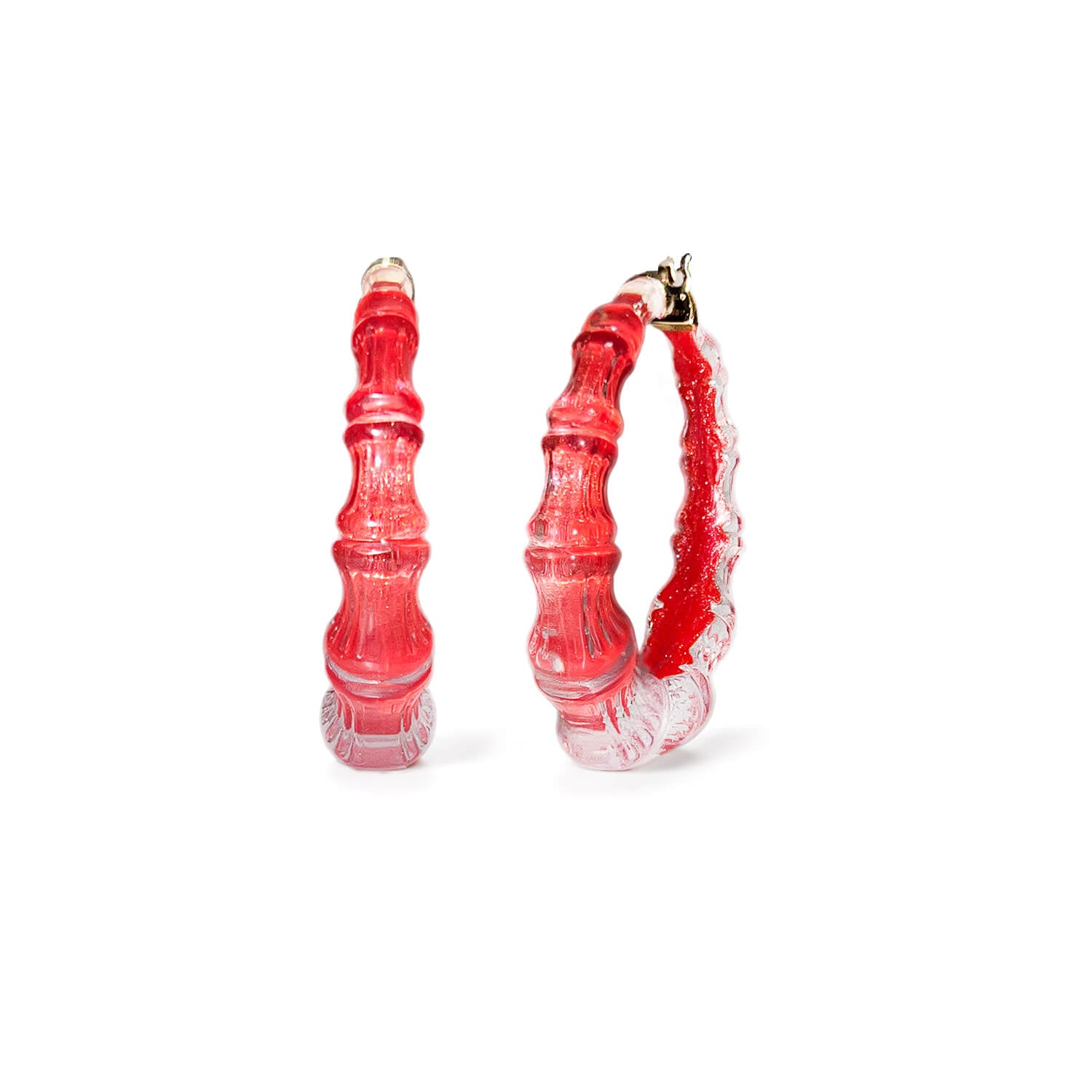 Bamboo Illusion Lucite Hoop Earrings
