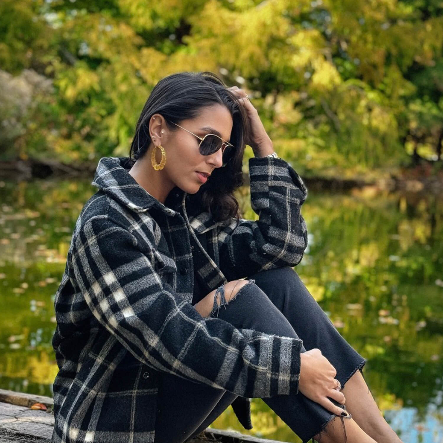 Lemon Yellow Bamboo Hoop Earrings