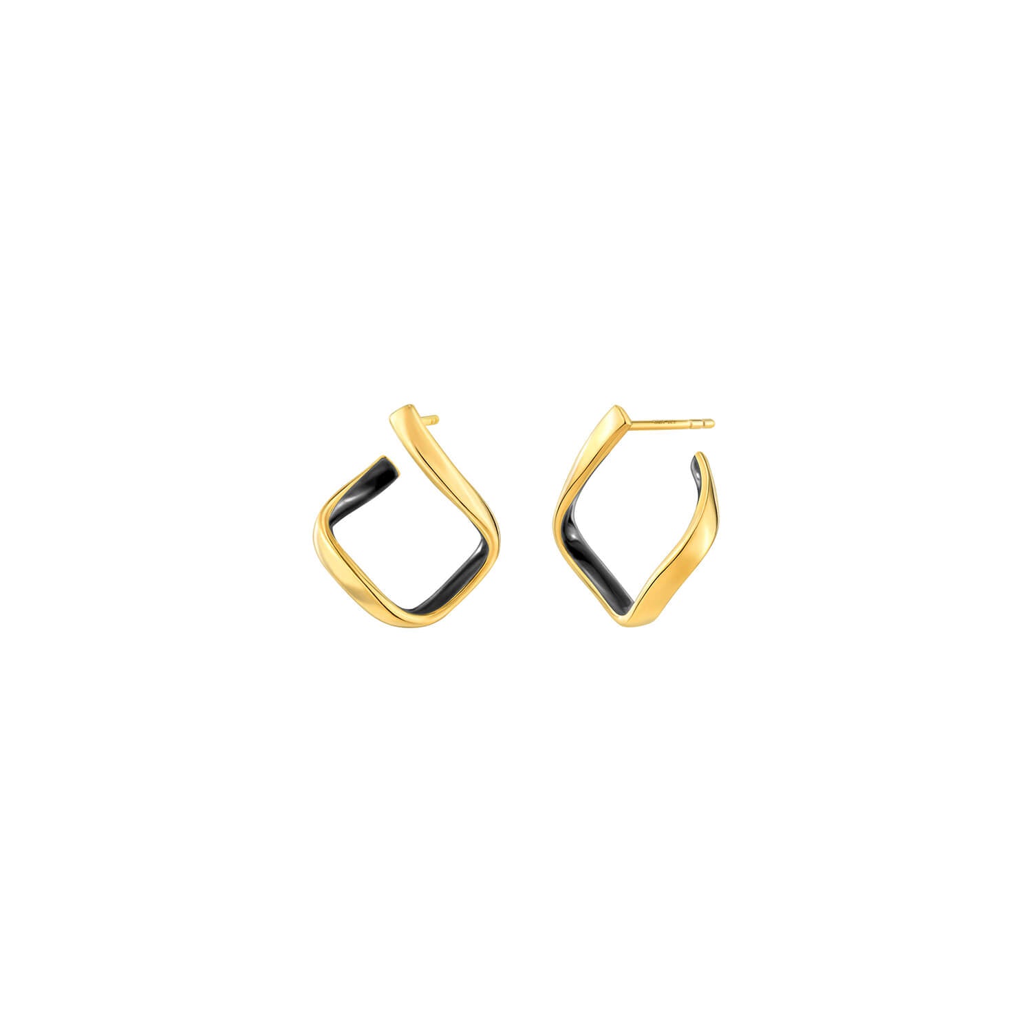 Black Enamel Twist Hoop Earrings