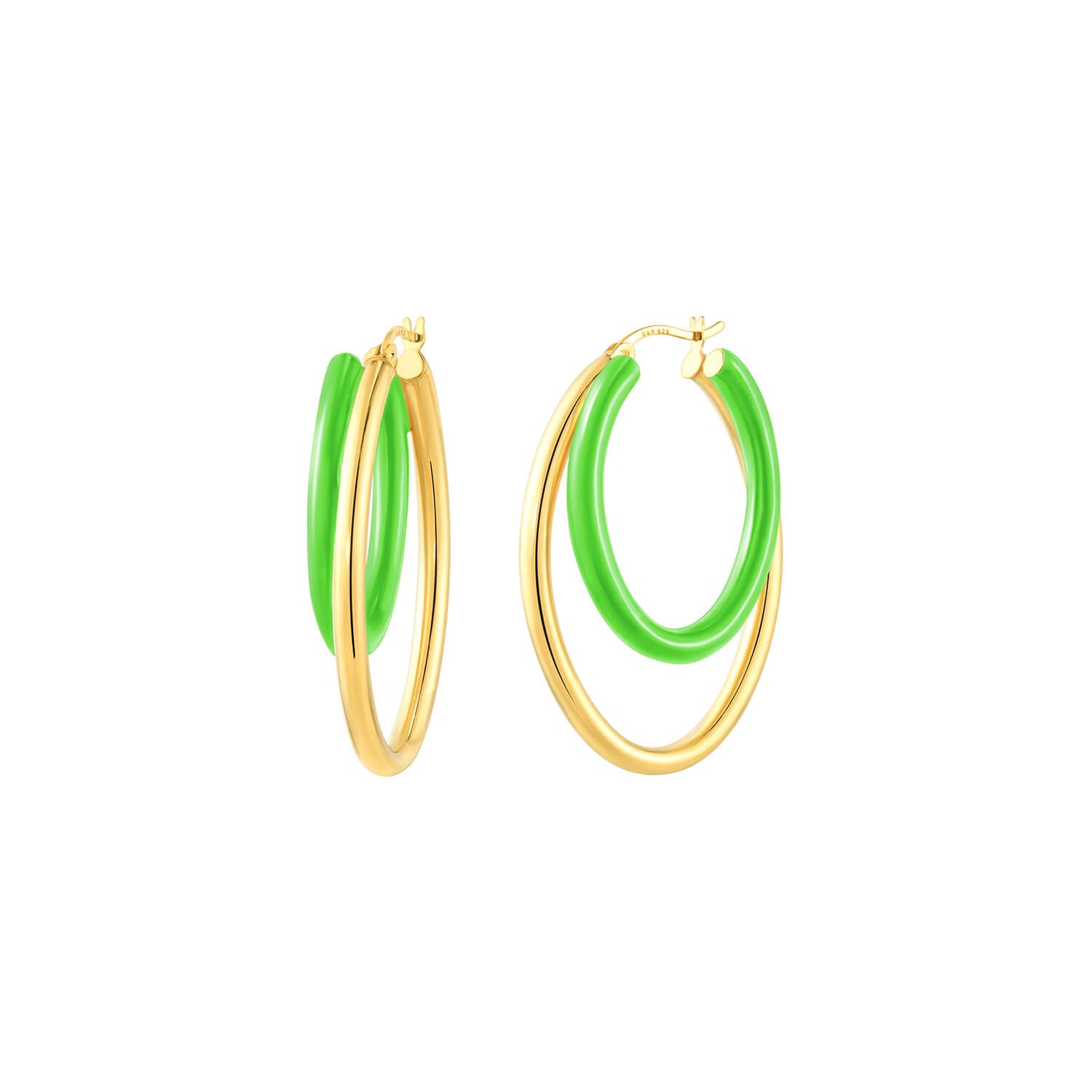 Green Double Enamel Hoops