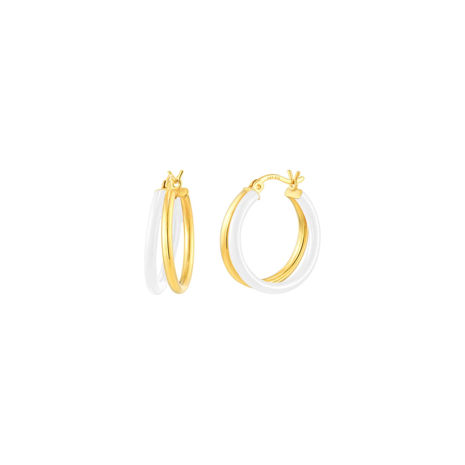 WHITE DOUBLE ENAMEL HOOPS