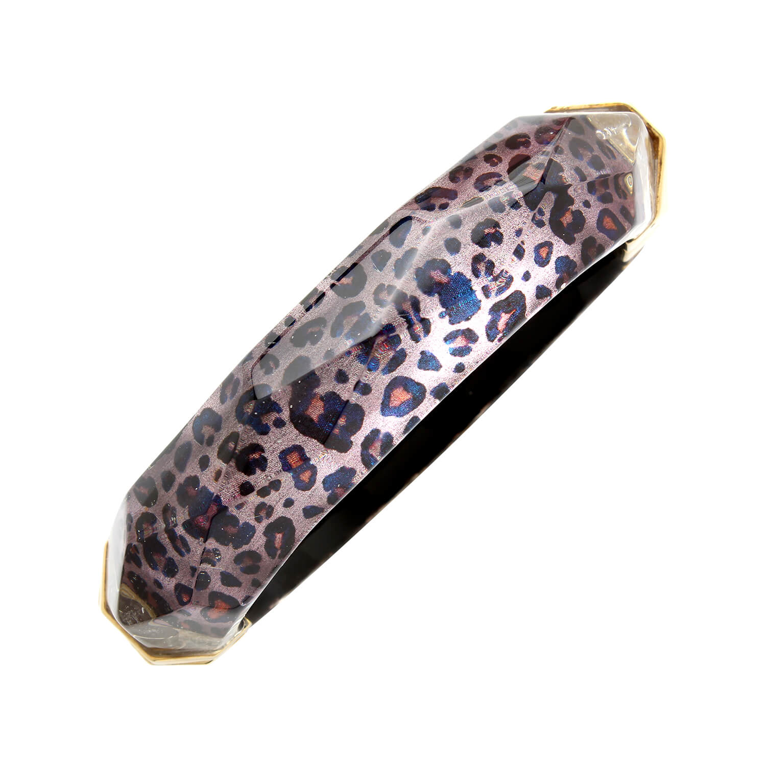 Faceted Lucite Bangle in Leopard BACK