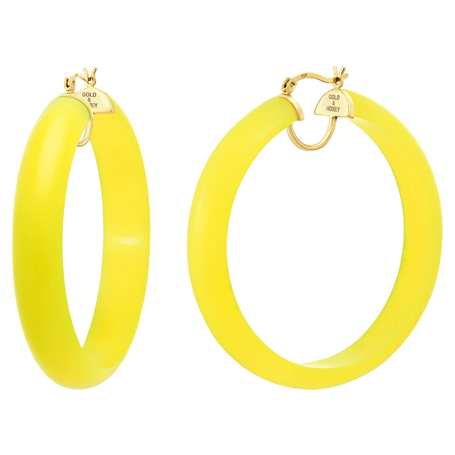 Frosted Lucite Hoops in Yellow