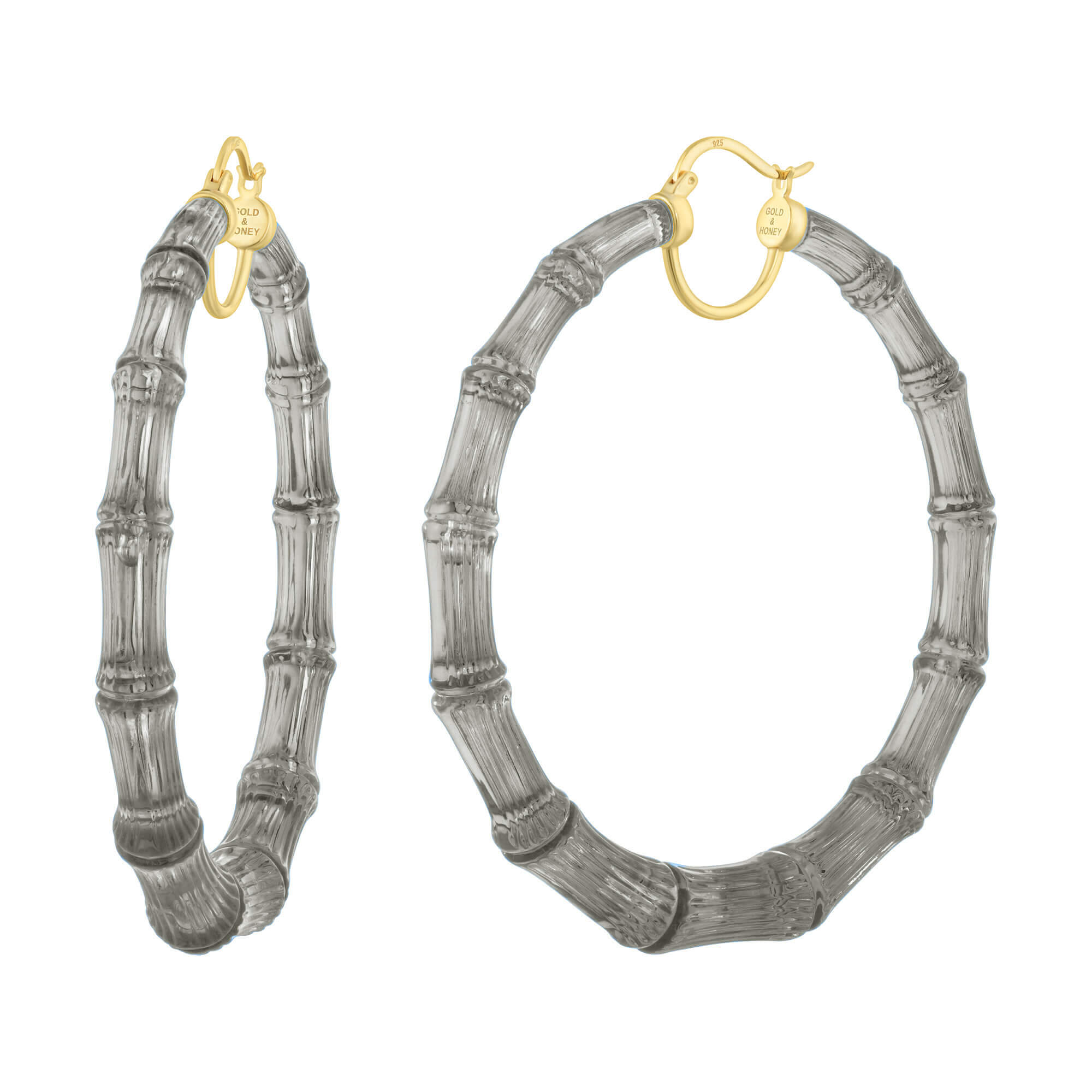 Black Lucite Bamboo Hoops