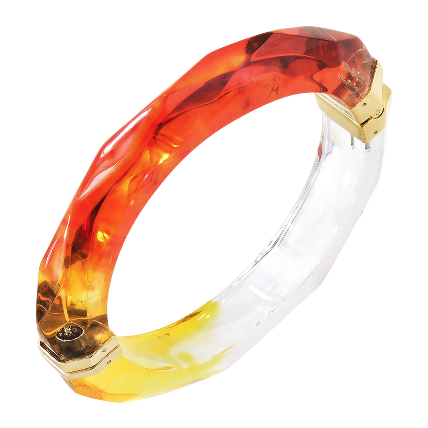 Tie Dye Hinge Bangle in Red & Yellow