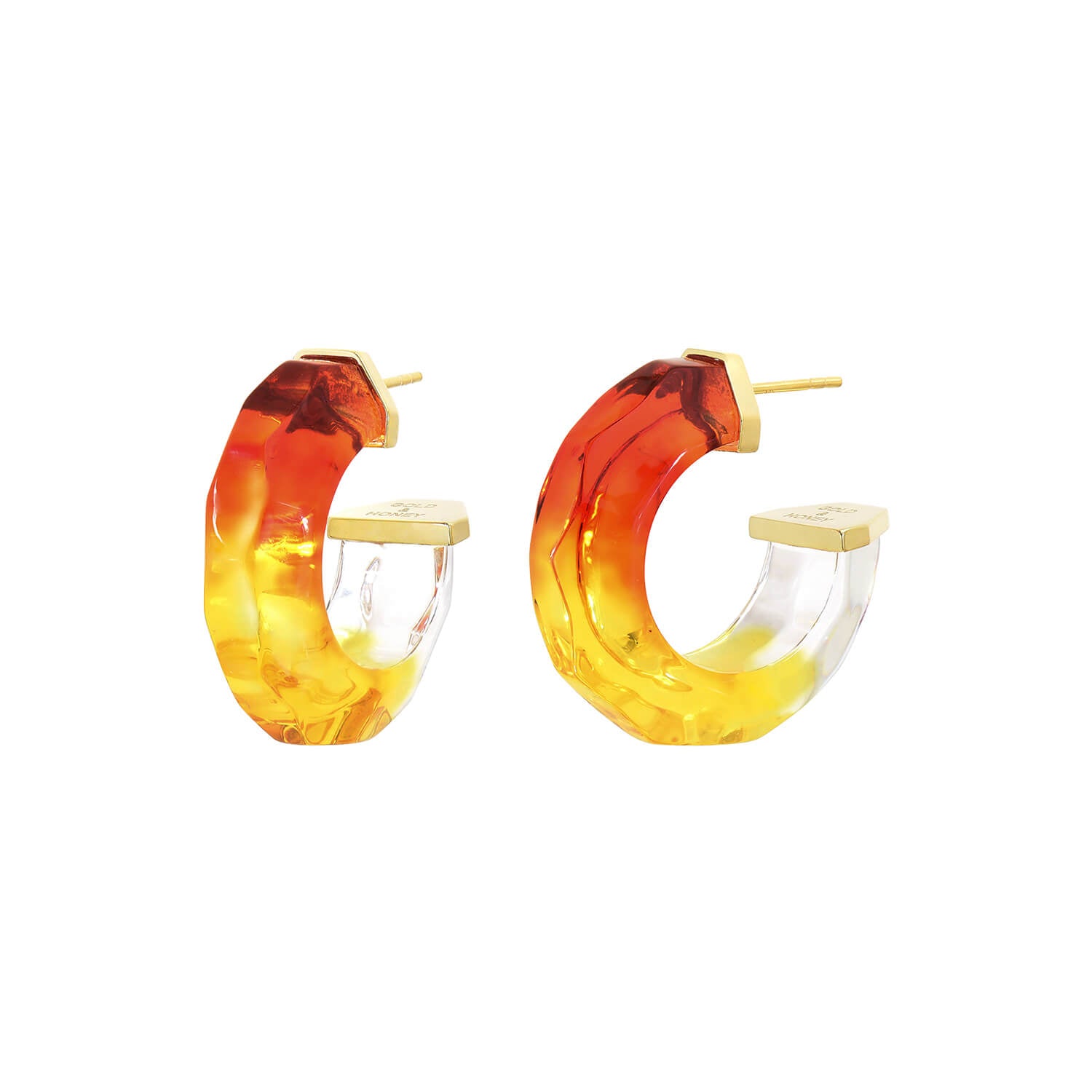 Mini Tie Dye Lucite Hoops in Red & Yellow