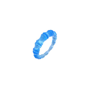 Blue bamboo lucite ring
